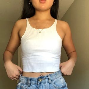 Ribbed White Tank Top